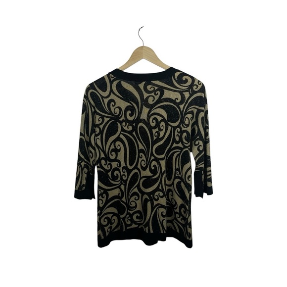 VINTAGE August Silk Knits Metallic Paisley Blouse in Black/Gold Size L - Picture 11 of 11